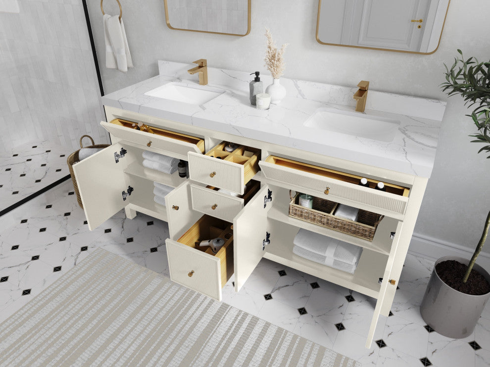 Sonoma 72" Double Sink Bath Vanity in Alabaster, 2" White Quartz