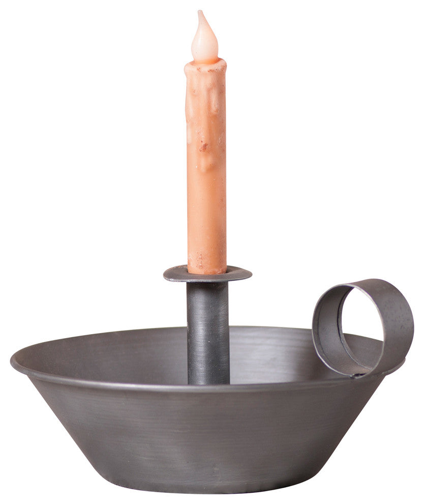 Round Tapered Pan Candle Holder in Antique Tin