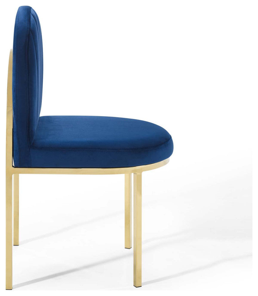 Isla Channel Tufted Performance Velvet Dining Side Chair - Gold Navy