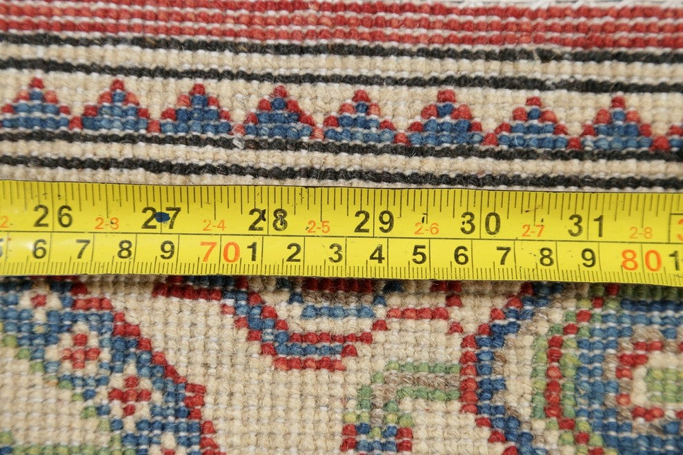 Hand Made Wool Pakistani Oriental Traditional Kazak Runner Rug, Red, 9'6"X2'8"