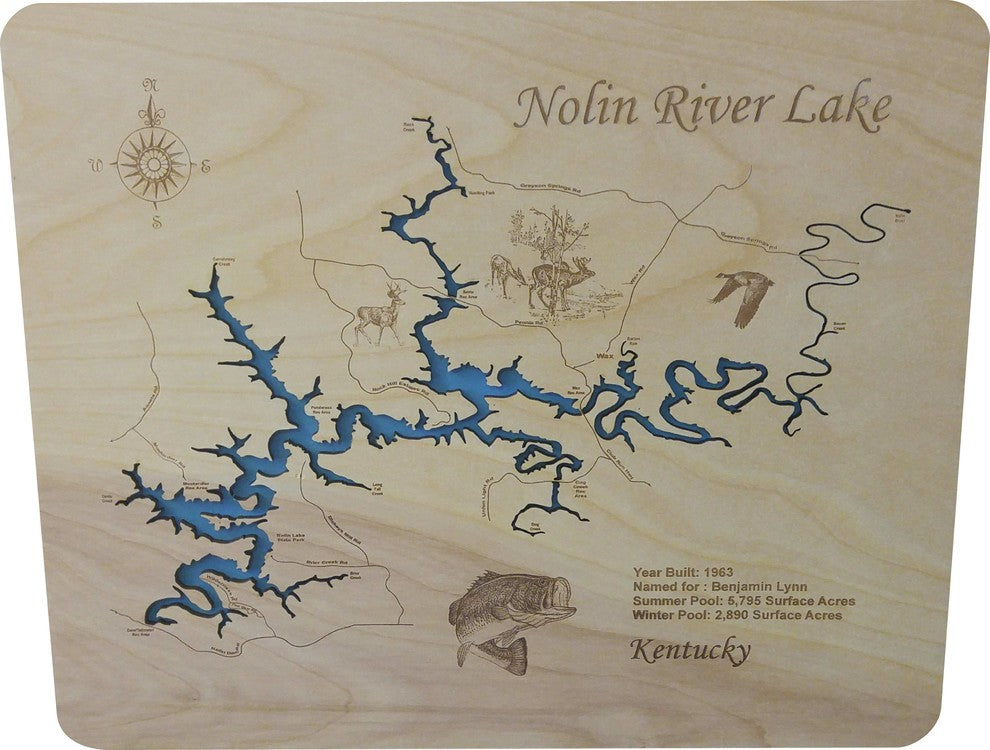 Nolin River Lake, Kentucky-Wood Lake Map, Small Standout