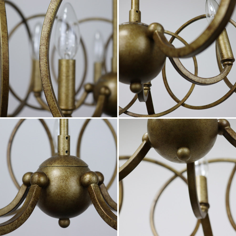 Archer Farmhouse Antique Brass 4 Light Semi-Flush 24" Wide