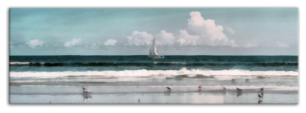 Sailboat Beach Scene 20x60 Canvas Wall Art