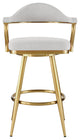 Justin 30" Swivel Bar Stool With Gold Brushed Stainless Steel and Silver Fabric