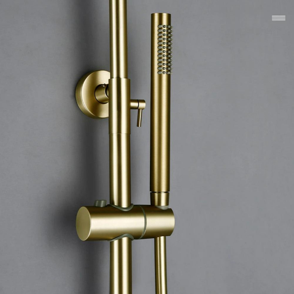 Wasser™ Shower Faucet With Handheld Shower Head, Brushed Gold, 10" Showerhead