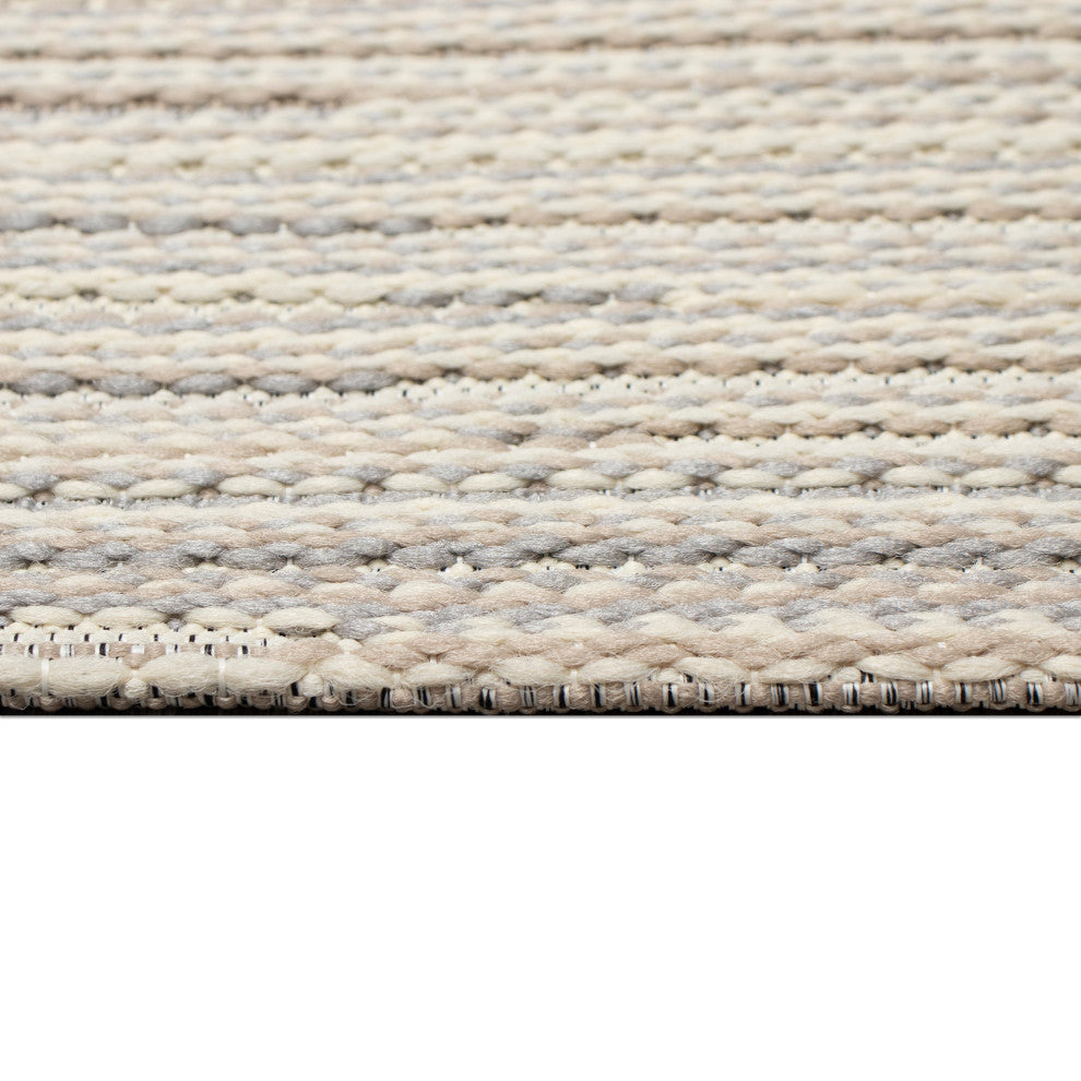Miranda Tweed Stripe Indoor/Outdoor Rug Silver/brown 1'11"x7'6"