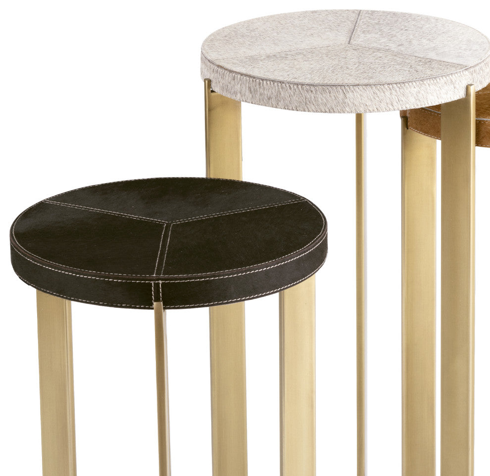 Andres Hair on Hide Mixer Table Set, Brass