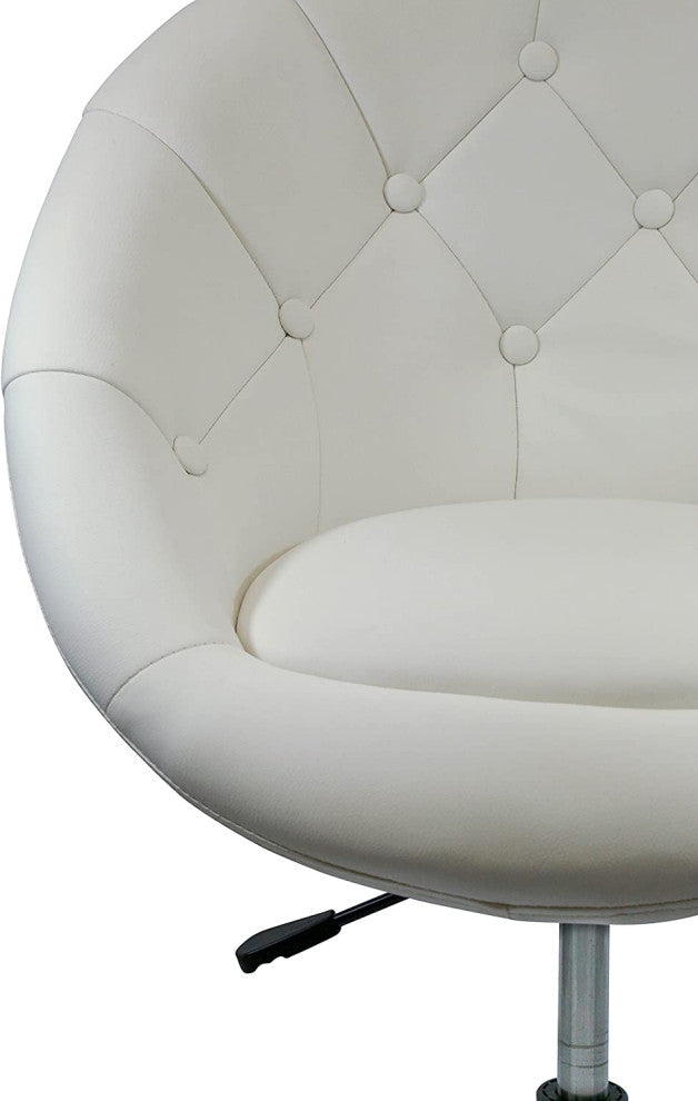 Nicer Furniture Rounded Leather Height Adjustable Leisure Swivel Bar Stool White