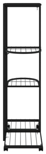 vidaXL 4-Floor Flower Stand with Wheels Decorative Plant Shelf Stand Black Iron