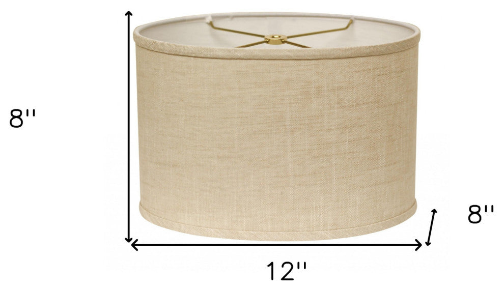 12" Light Wheat Throwback Oval Linen Lampshade
