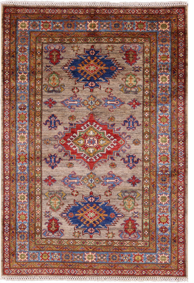 4' 1" X 5' 11" Super Kazak Handmade Wool Rug - Q12946