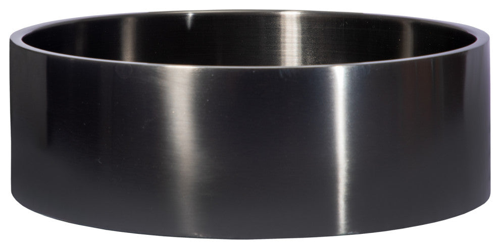 Eden Bath EB_SS003BK Round 15.75-in Stainless  Vessel Sink + Rim Black + Drain