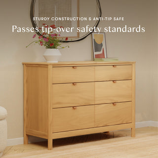 Bondi 6-Drawer Assembled Dresser, Honey