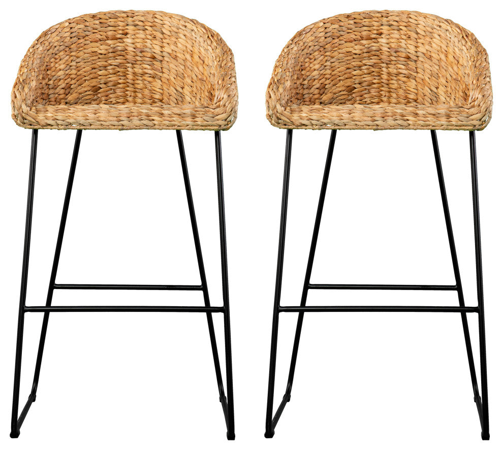 Fairford Water Hyacinth Bar Stools, Set of 2