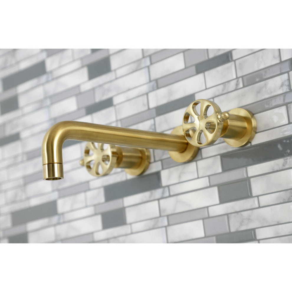 KS8027RX Two-Handle Wall Mount Tub Faucet, Brushed Brass