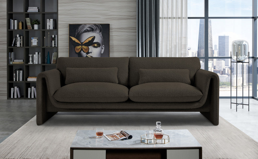 Stylus Boucle Fabric Upholstered Sofa, Brown