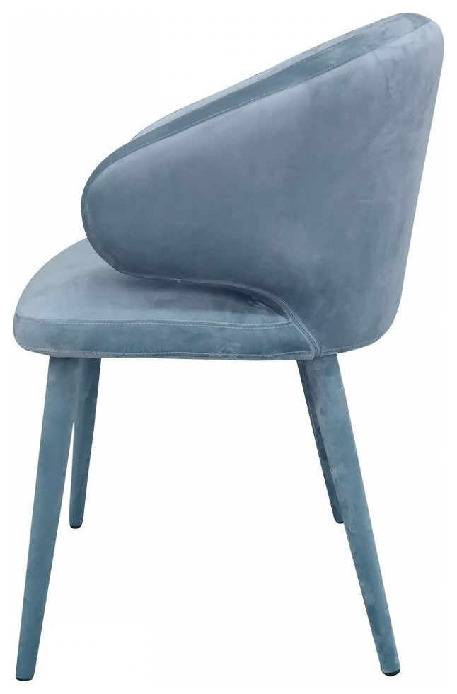 Blue Gray Fabric Wrapped Dining Chair
