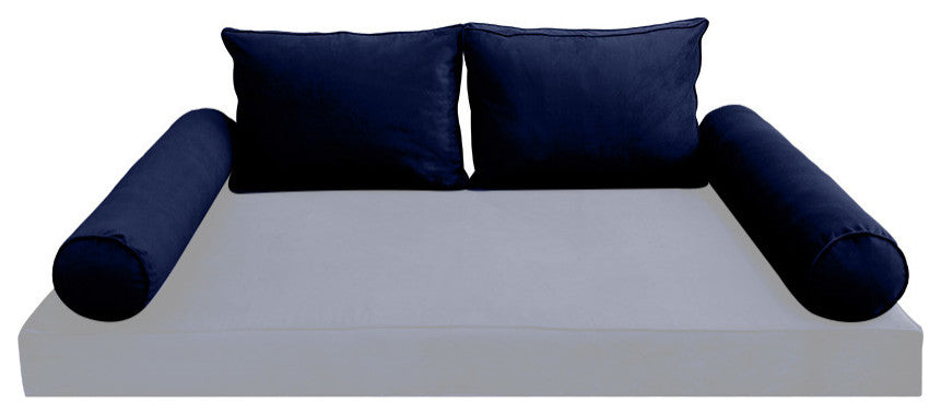 STYLE V1 Full Velvet Pipe Trim Indoor Daybed Bolster Pillow |COVER ONLY| AD373