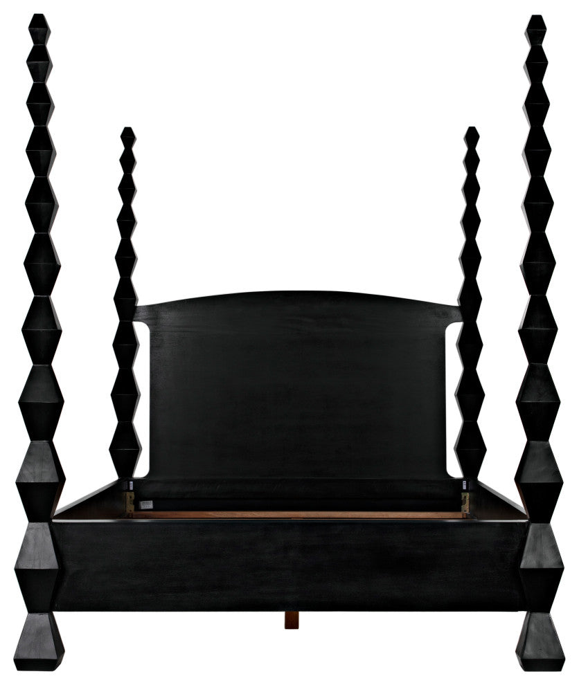 Noir Furniture Brancusi Bed, Eastern King, Hand Rubbed Black