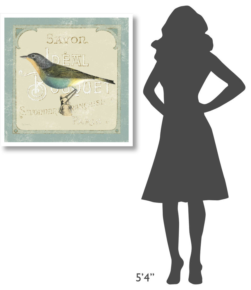 "Parisian Bird II" Digital Paper Print by Sue Schlabach, 32"x32"