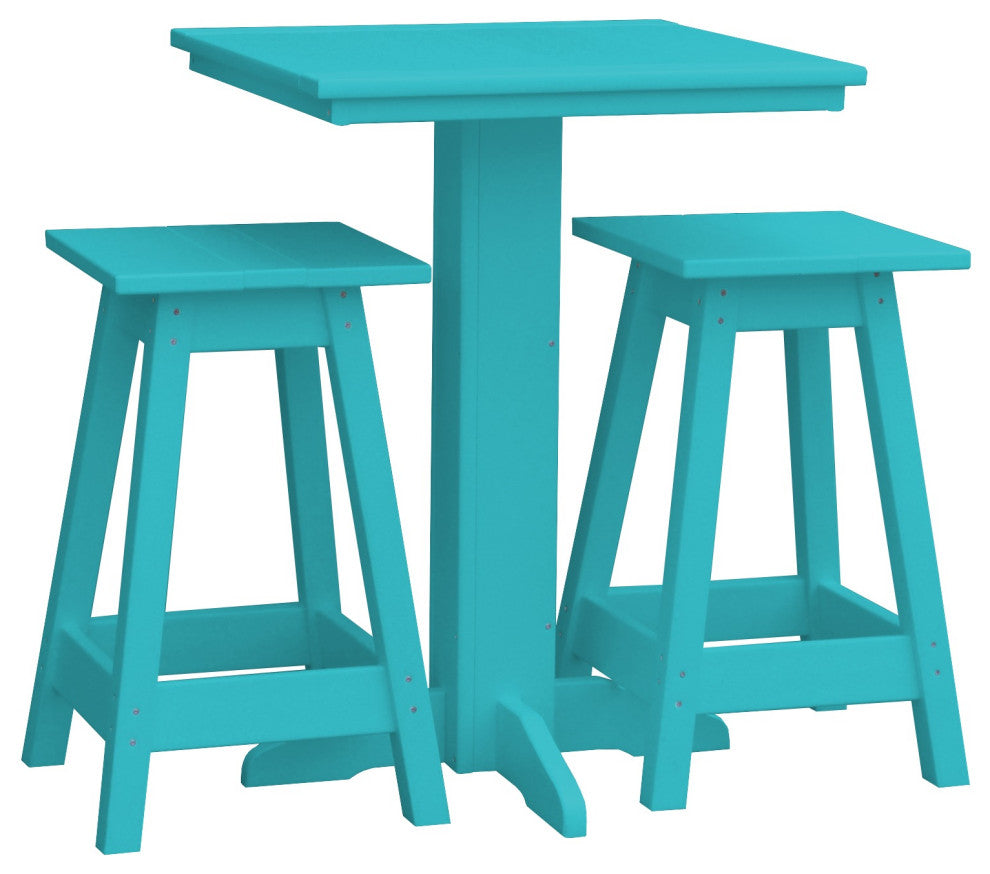Poly Lumber Bistro Set, Aruba Blue, Square