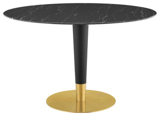 Zinque 47" Artificial Marble Dining Table, Gold Black