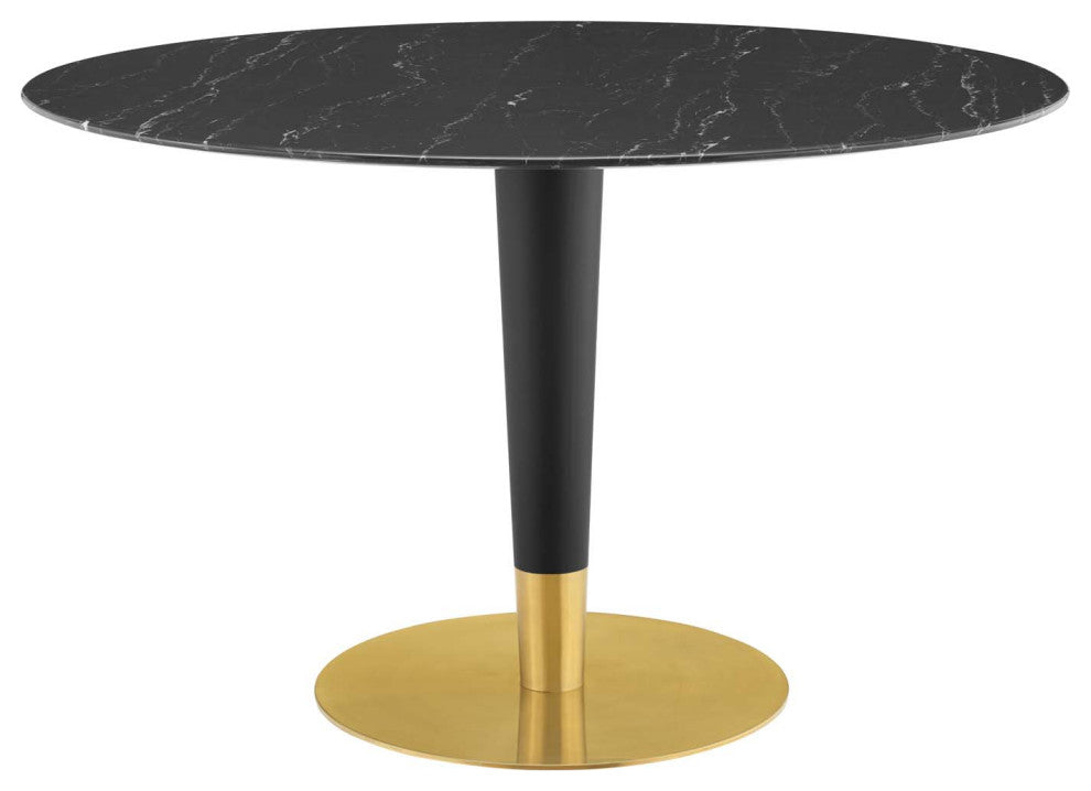Zinque 47" Artificial Marble Dining Table, Gold Black