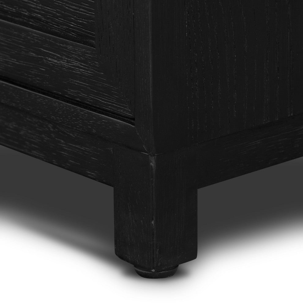 Millie Nightstand Drifted Matte Black Veneer, Drifted Oak, Antique Pewter