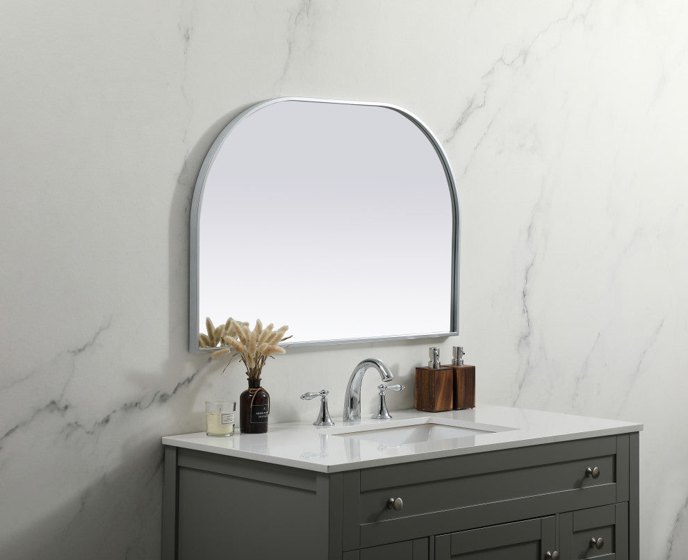 Metal Frame Arch Mirror 36X24 Inch, Silver