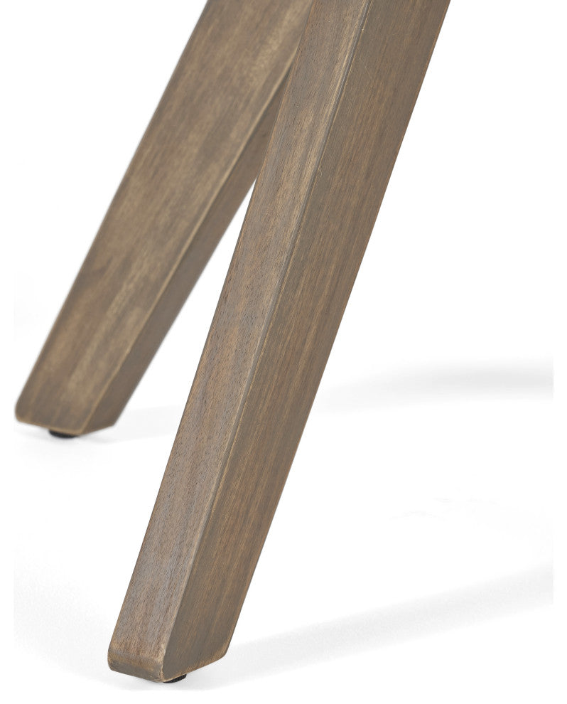 GDF Studio Brigitte Outdoor Round Acacia Wood Bistro Table with X Legs, Gray