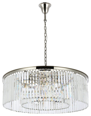 Elegant Lighting 1238G43/RC Sydney 10 Light 44"W Crystal Drum - Matte Black