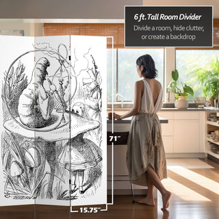 6' Tall Double Sided Alice in Wonderland Canvas Room Divider
