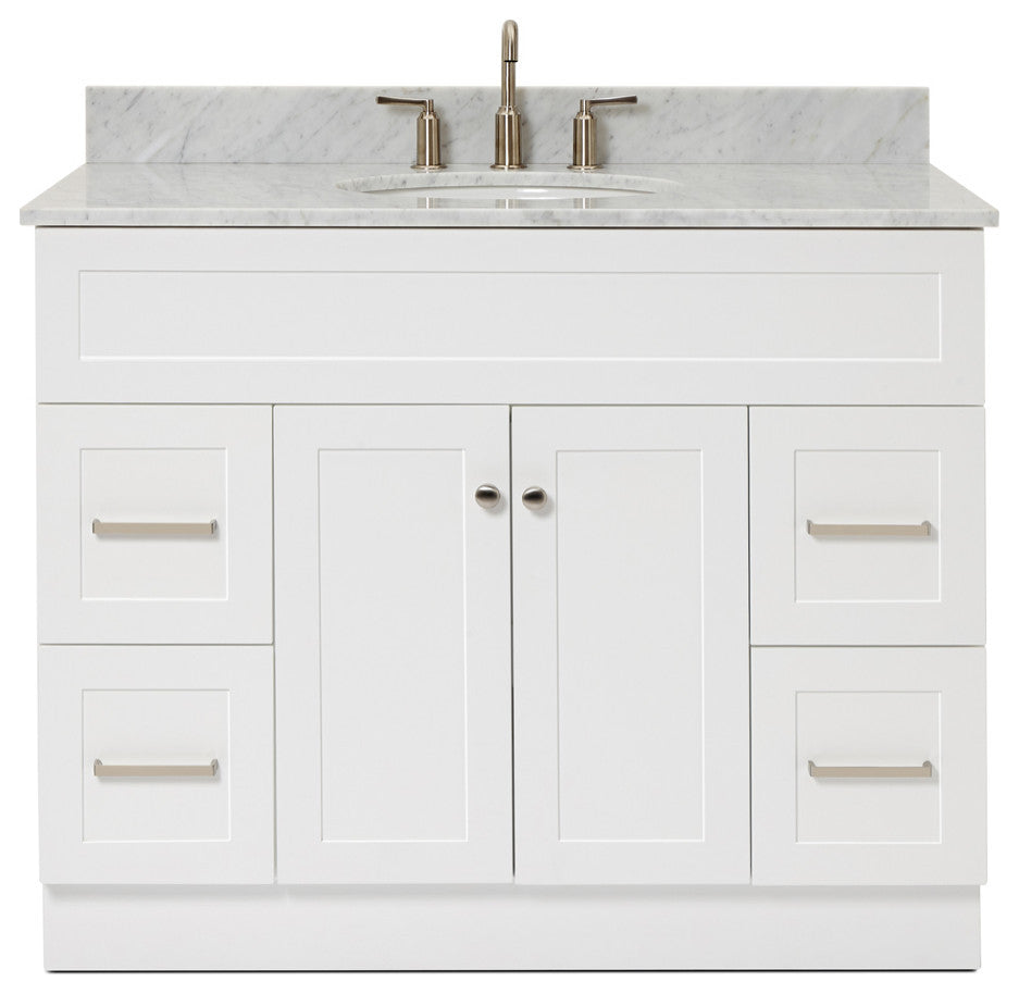 Ariel Hamlet 43" Oval Sink Bath Vanity, 0.75" Carrara Marble