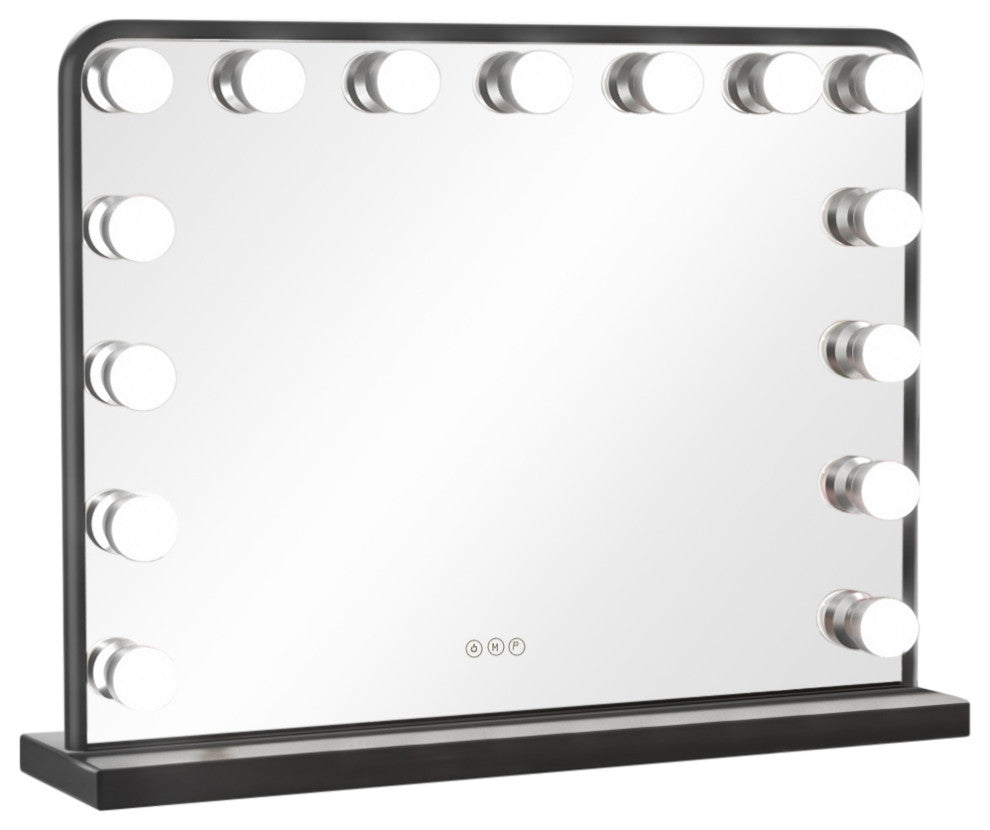 Hollywood Vanity Mirror, Lights,3 Color Lighting Modes, Memory, Black, 23x18
