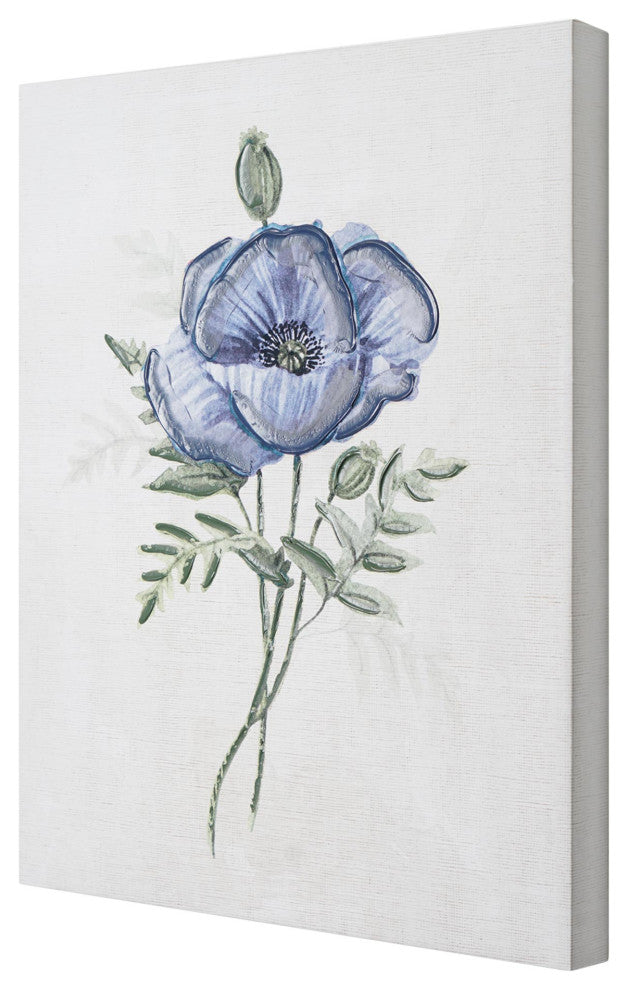 Blue Umbra Flower II Floral Embellished Canvas Wall Art Print, 16"x20"