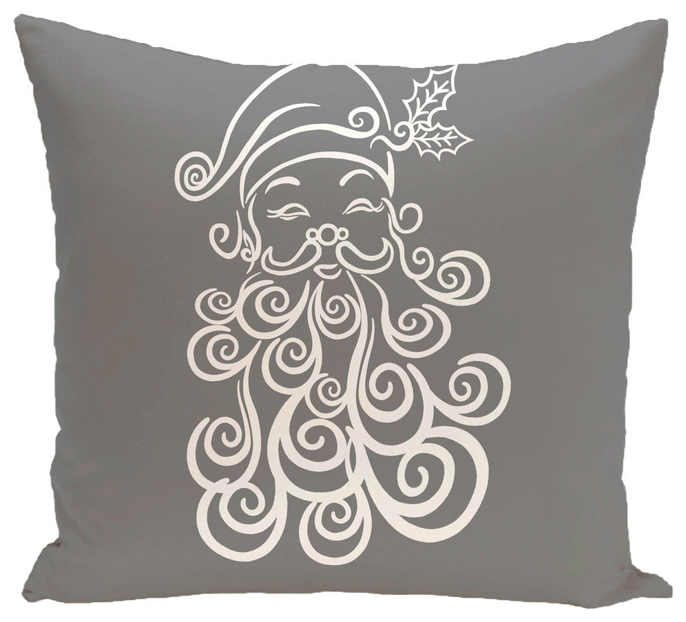 Santa Baby, Decorative Holiday Print Pillow, Gray, 16"x16"