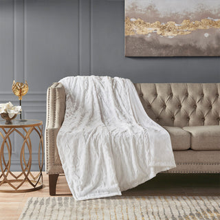 Madison Park Zuri Oversized Faux Fur Throw, White