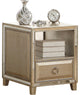 Transitional Style Wood and Mirror Rectangular End Table, Gold