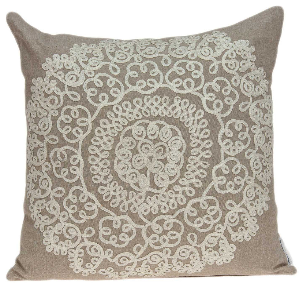 20" X 7" X 20" Traditional Tan Pillow Cover With Poly Insert