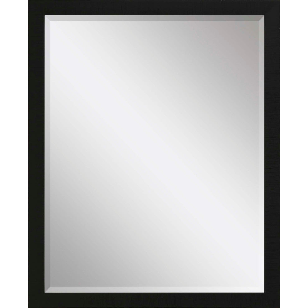 Framed Beveled Mirror, Black, 33"x43"