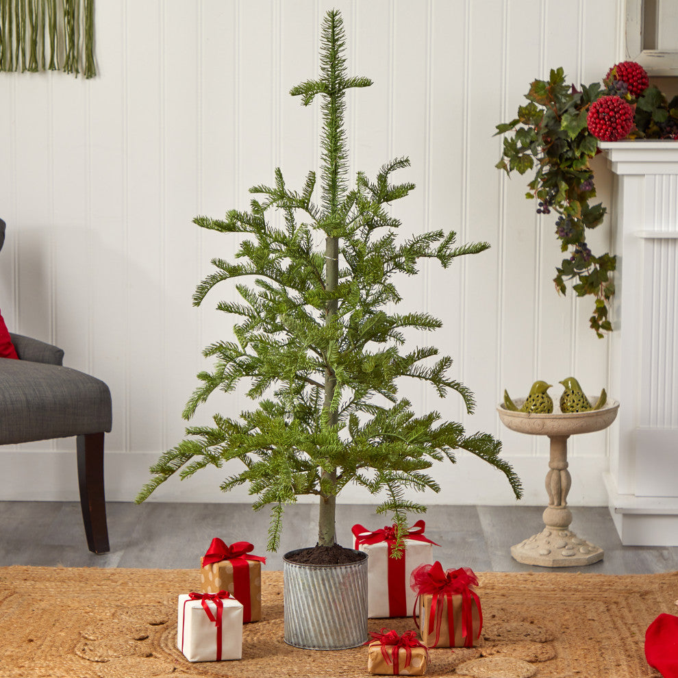 T3394 4.5 Pre-Lit Christmas Pine Artificial Tree in Decorative Planter