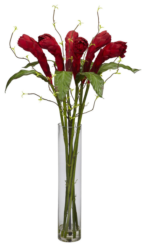 Ginger With Cylinder Vase Silk Flower Arrangement