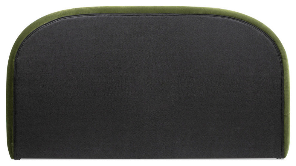 Archie Mid-Century Modern Arched Headboard Platform Bed, Olive Green Performance Velvet, Queen