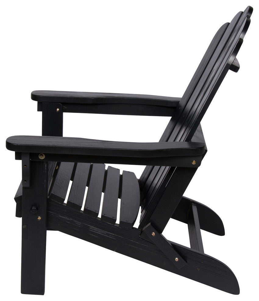 Shine Co. Marina II Cedar Wood Hydro-Tex Adirondack Folding Chair Black 4659BK