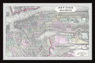 "Brooklyn Map" Framed Painting Print, 12x8