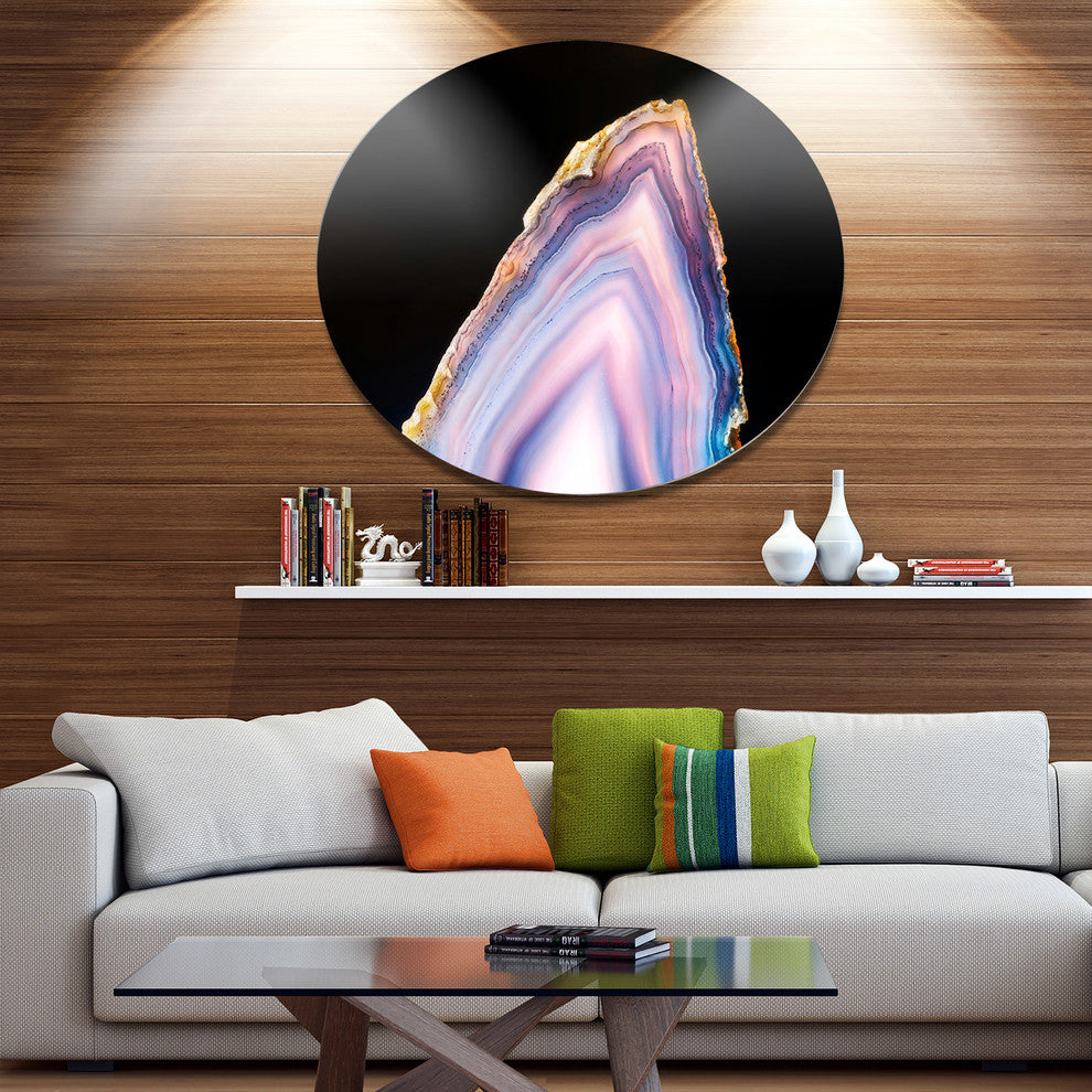 Beautiful Slice Of Agate On Black, Abstract Disc Metal Wall Art, 36"