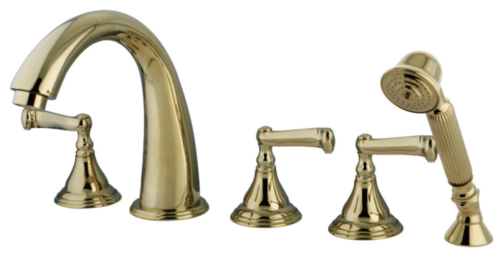 Kingston Brass Roman Tub Faucet With Hand Shower, Polished Brass