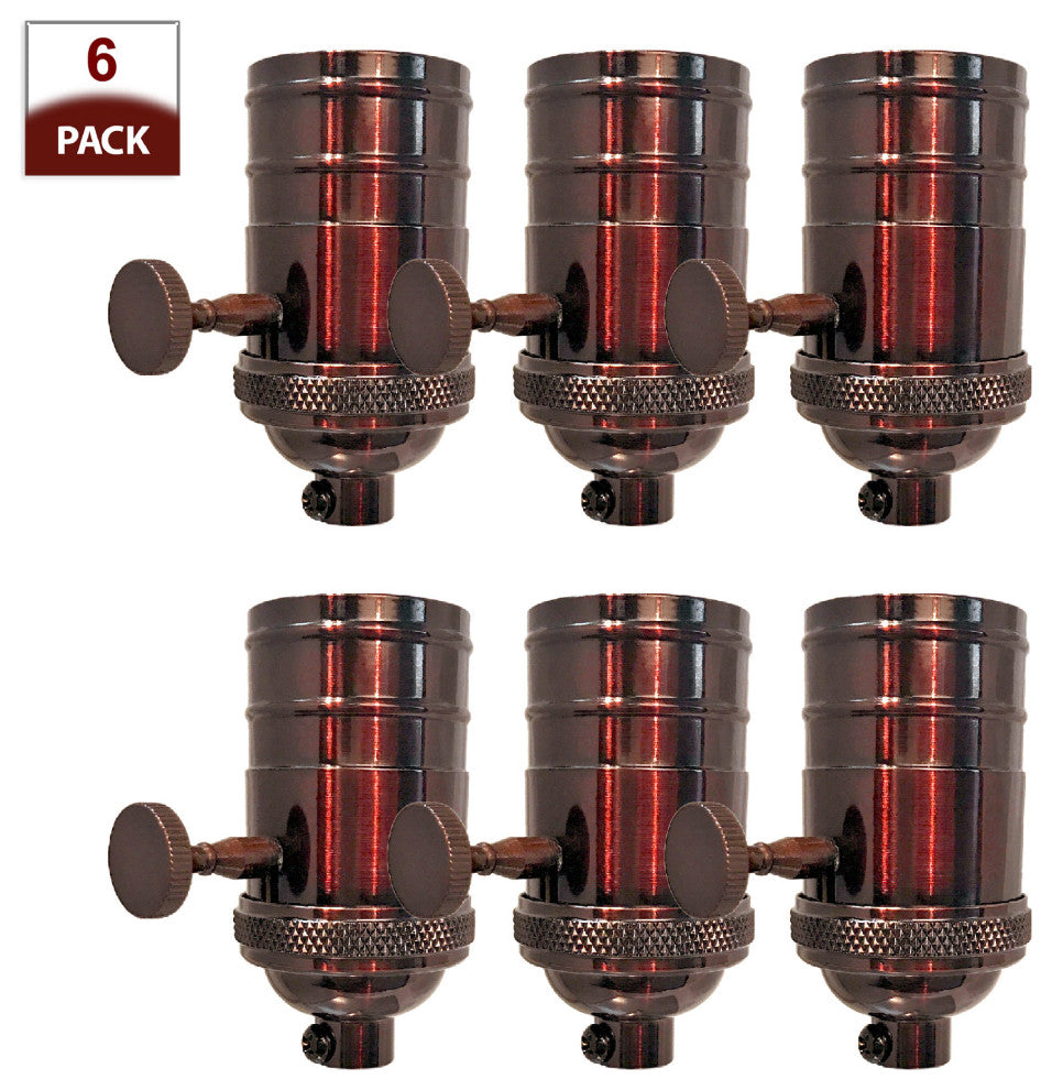 Royal Designs, Inc. On/Off Turn Knob Lamp Socket, Oil Rubbed Bronze, Set of 6