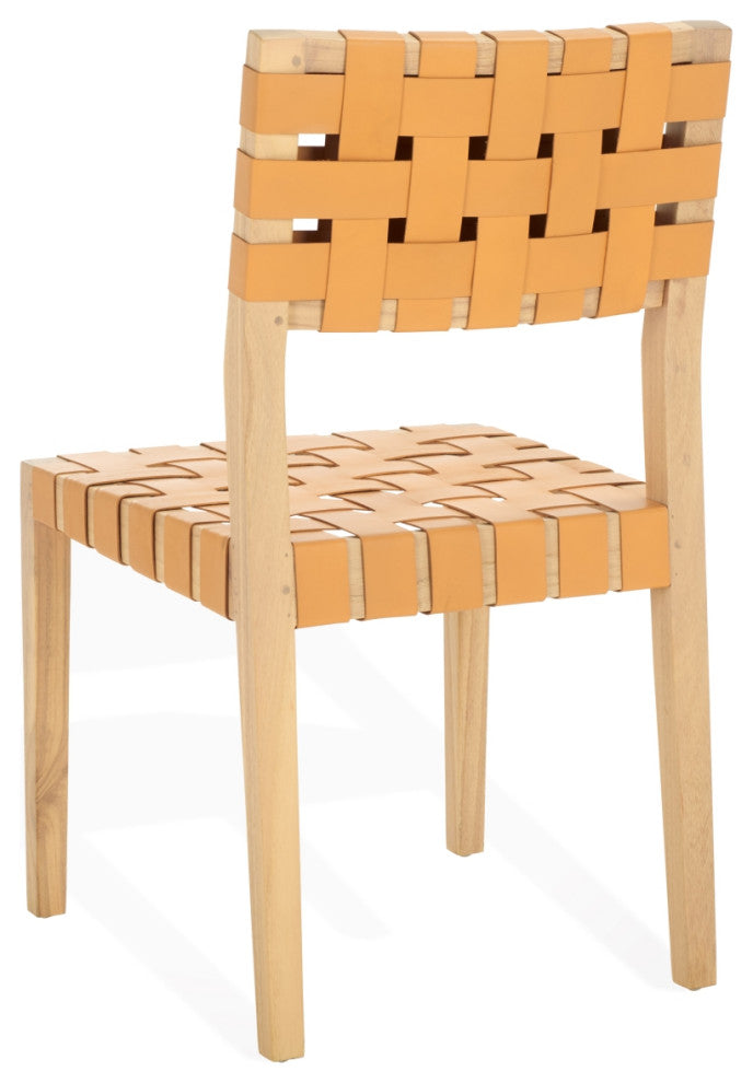 Safavieh Couture Bette Woven Leather Dining Chair, Tan/Natural