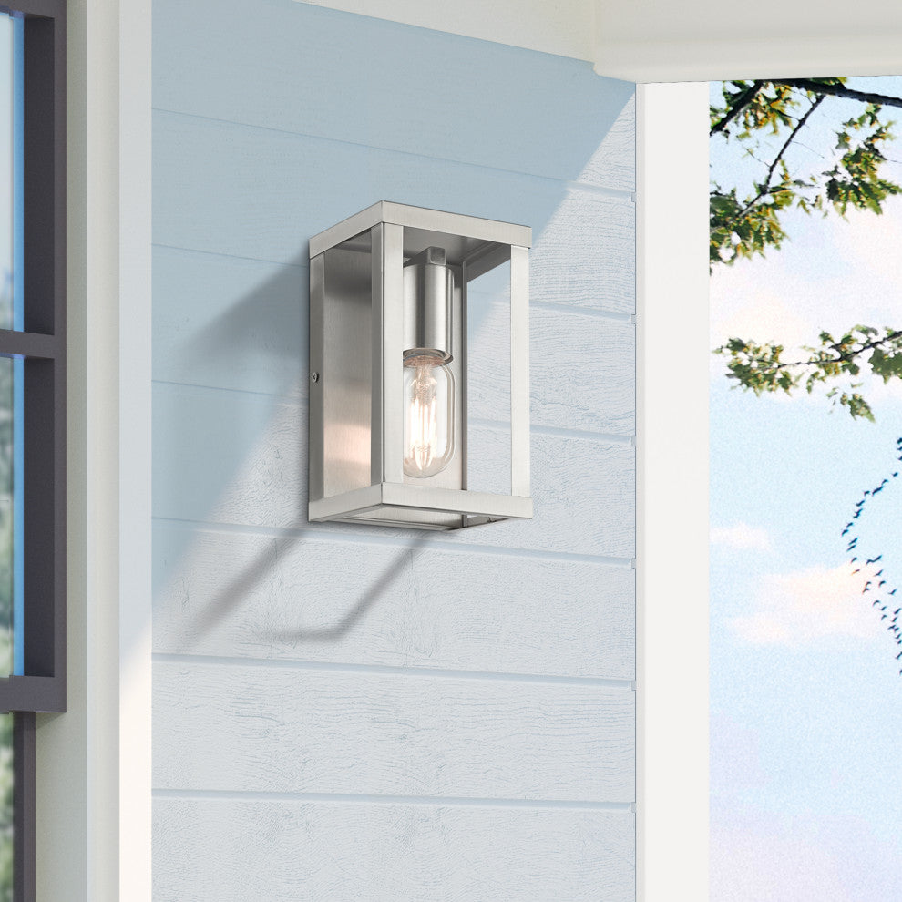 Livex Lighting Gaffney 1-Light Brushed Nickel Outdoor Small Wall Lantern